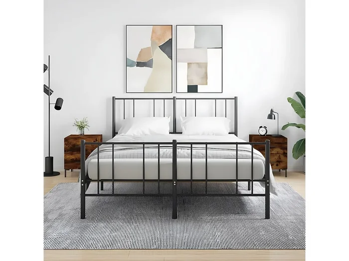 Lote de 2 Mesitas de noche madera ingeniería roble ahumado 40x35x47,5cm ES34137