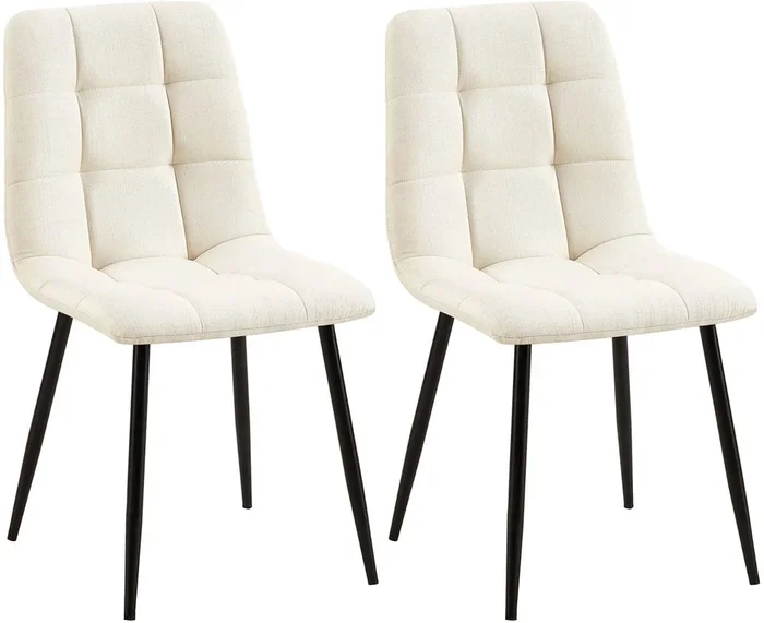 Lote de 2 sillas de comedor Tilde Tela Crema 55X45X84 cm