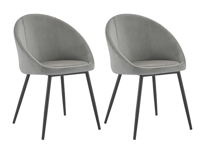 Lote de 2 sillas vintage de terciopelo gris DIANE