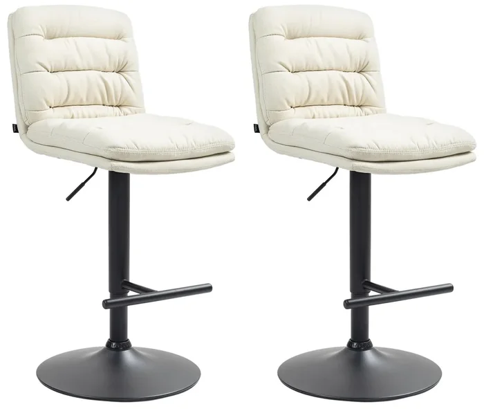 Lote de 2 taburetes de bar de tela Damar Crema 56X42X94 cm