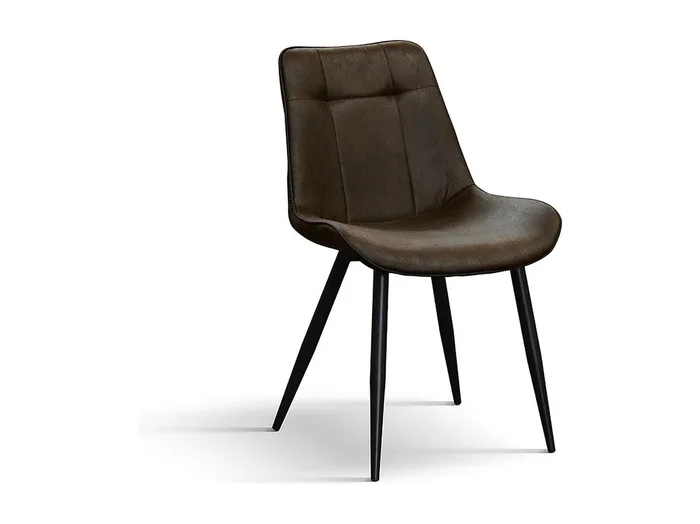 Lote de 4 sillas de piel sintética color castaño y patas de metal negro – BRUSELAS