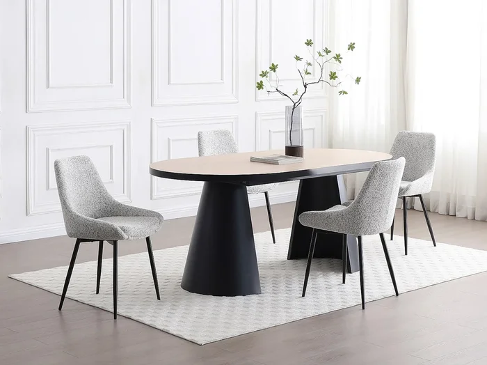 Lote de 6 sillas de tweed y metal negro – Crema – MASURIE