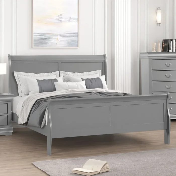 Louis Philippe Gray Queen Bed