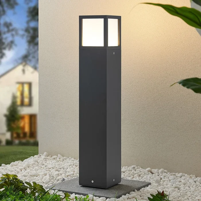 Lucande, bolardo luminoso LED Dewari, 65 cm, gris oscuro, IP54
