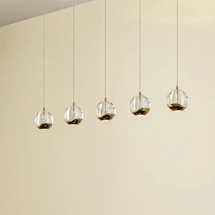Lucande lámpara colgante LED Hayley, 96 cm, 5 luces, dorado, cristal