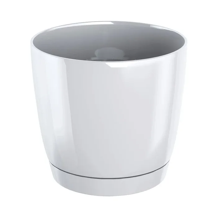 Maceta Redonda De Plastico Coubi Round P En Color Blanco 15,5 (Largo) X 15,5 (Ancho) X 14,2 (Altura) Cm