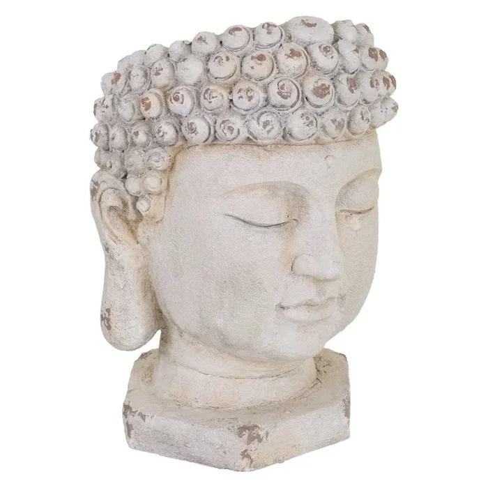 Macetero cabeza buda magnesio blanco, 35x35x50h cm