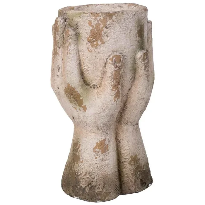 Macetero decorativo color piedra, 33x19x40h cm