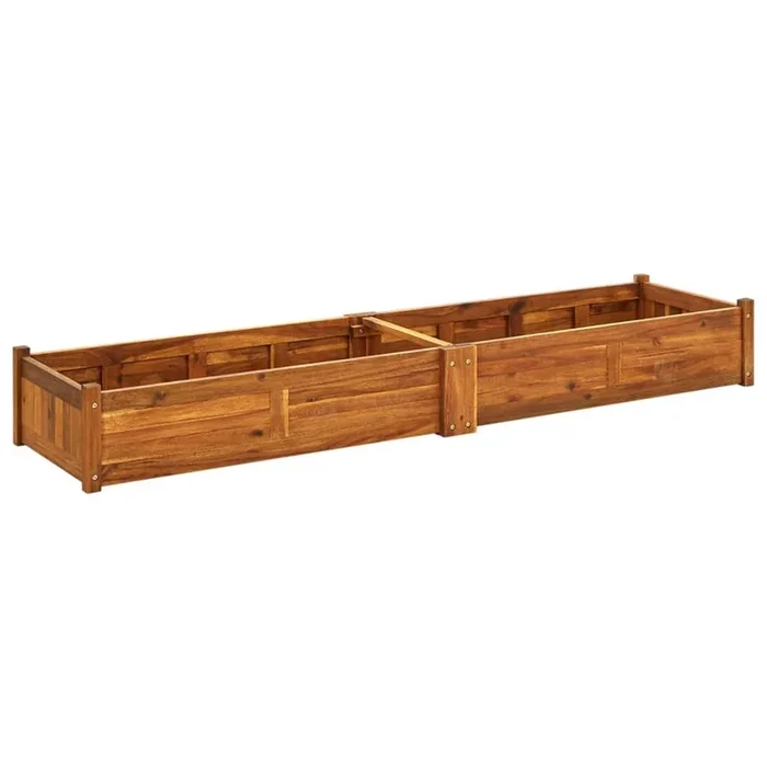Macetero elevado plantas flores jardín 200 x 50 x 25 cm madera de acacia 02_0001187