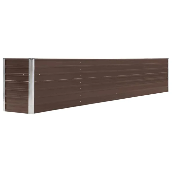 Macetero elevado plantas flores jardín acero galvanizado 320 x 40 x 45 cm marrón 02_0001109