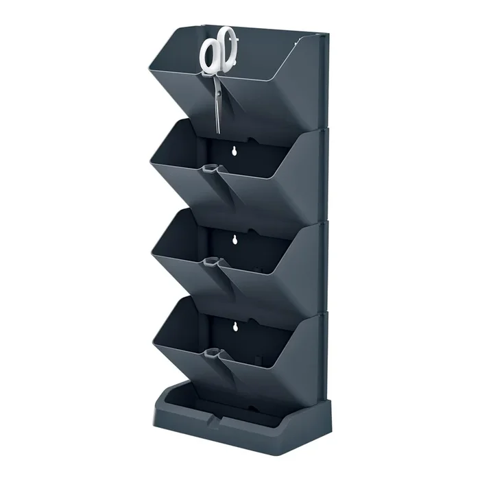 Macetero vertical Prosperplast Mini Cascade de plastico en color antracita 19,5 (largo) x 11,4 (ancho) x 47,5 (alto) cm con tijeras de jardin