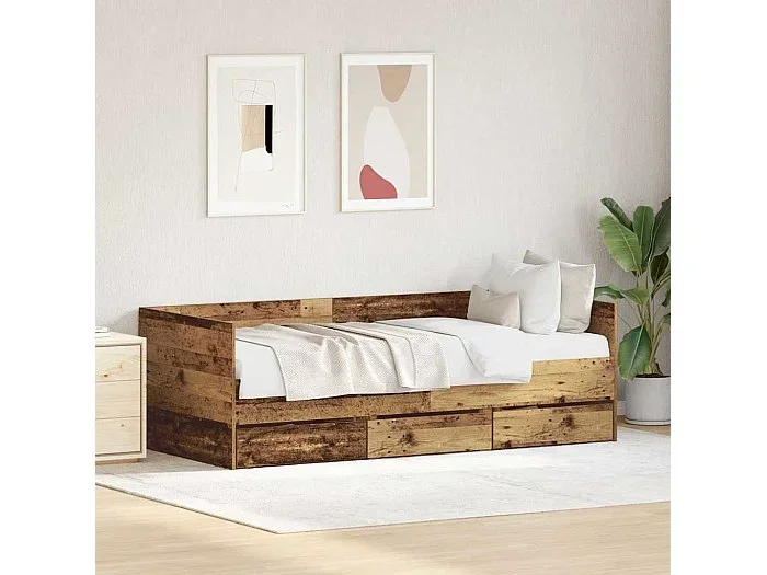 Marco de diván con cajones con cajón Madera vieja 90 x 200 cm