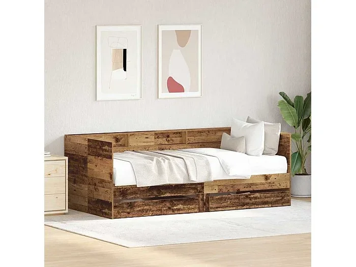 Marco de diván con cajones Madera vieja 75 x 190 cm