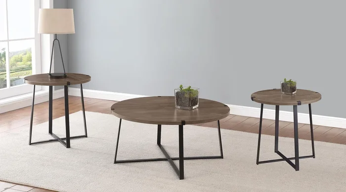 Marcus Light Brown 3-Piece Round Coffee and End Table Set