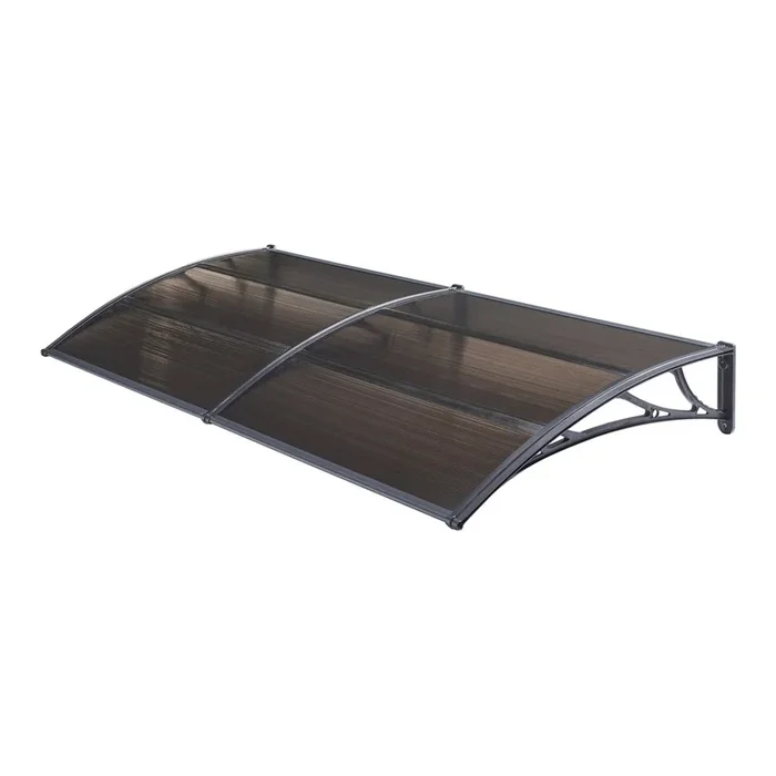 Marquesina exterior para Puertas Mellerud protección policarbonato / plástico 240 x 80 cm – Negro y Marrón [en.casa]