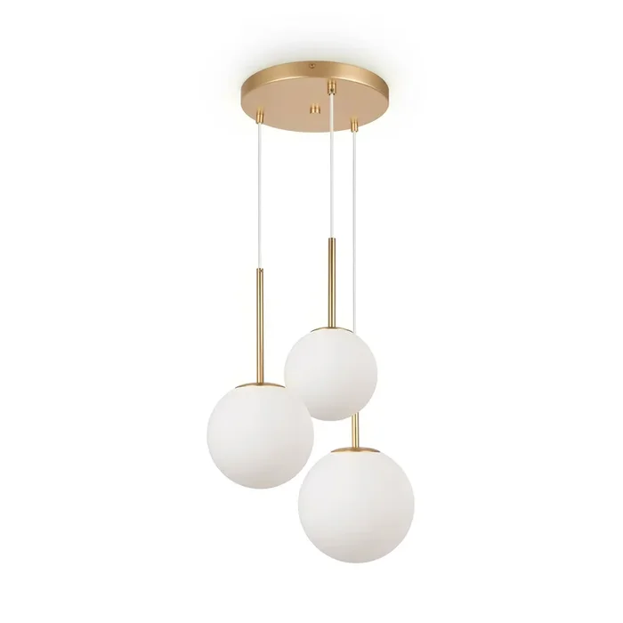 Maytoni Lámpara colgante Basic Form, blanco/oro, 3 luces.