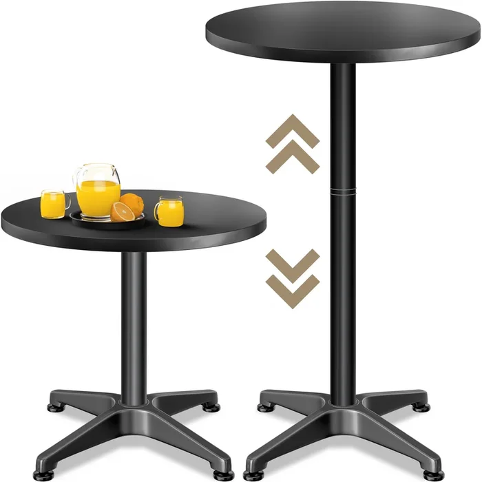 Mesa alta bar 2en1 negro 60cm diámetro