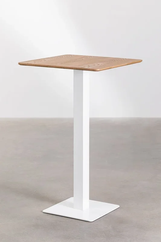 Mesa Alta de Bar Cuadrada en Chapa de Fresno Espresso ↔︎ 60 cm BLANCO – SKLUM
