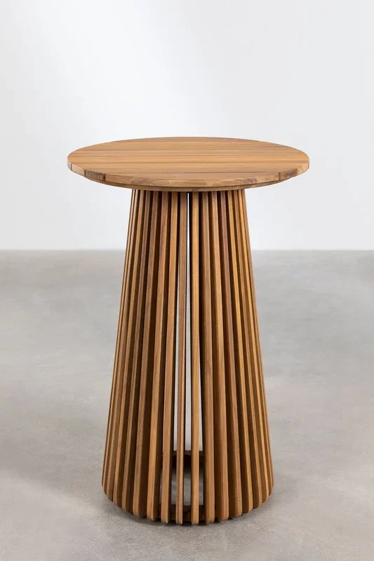 Mesa Alta de Jardín Redonda en Madera de Acacia (Ø70 cm) Mura Marrón Acacia – SKLUM