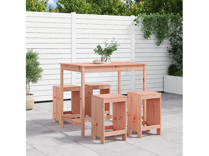 Mesa alta y taburetes de jardín 5 piezas madera maciza Douglas ES287851