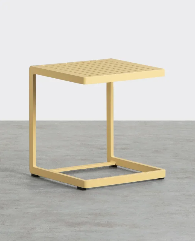 Mesa Auxiliar de Aluminio (40×40 cm) Kreta Colours Amarillo Wheat – The Masie