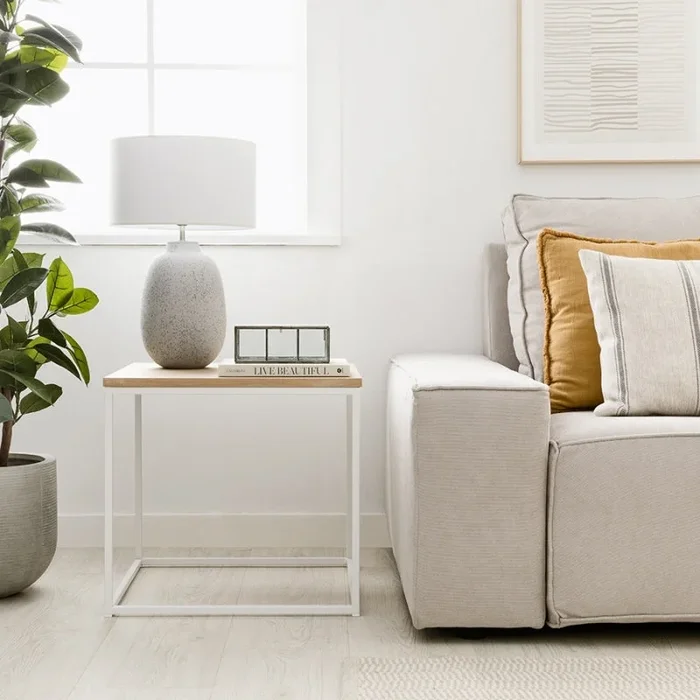 Mesa auxiliar natural blanca Clive Natural – Kenay Home
