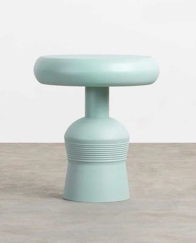 Mesa Auxiliar Redonda de Metal (Ø50 cm) Boach Verde Aguamarina – The Masie