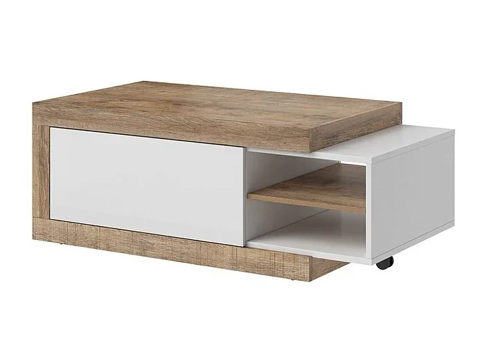 Mesa baja extensible SINATRA – Roble oscuro y blanco mate
