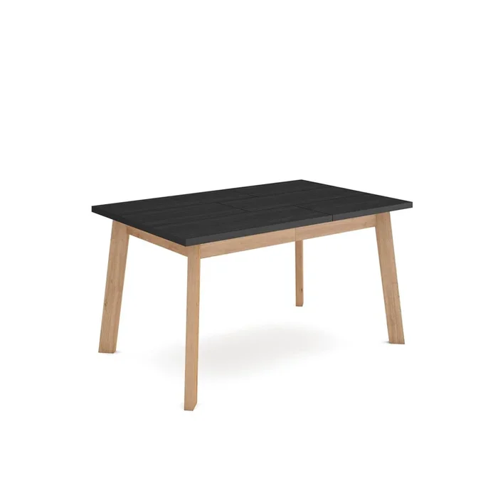 Mesa Comedor, Mesa Fija Cocina y Salón, 140, Para 6 comensales, Patas de madera, Estilo Moderno, Roble y negro