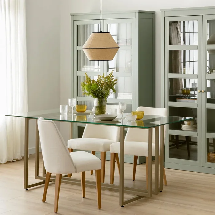Mesa comedor sobre transparente Denise Dorado – Kenay Home