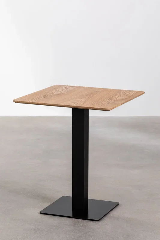 Mesa de Bar Cuadrada en Chapa de Fresno Espresso ↔︎ 60 cm NEGRO – SKLUM