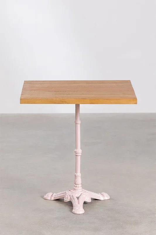 Mesa de Bar Cuadrada en Madera de Acacia Vienna ↔︎ 70 cm Rosa Algodón de Azúcar – SKLUM