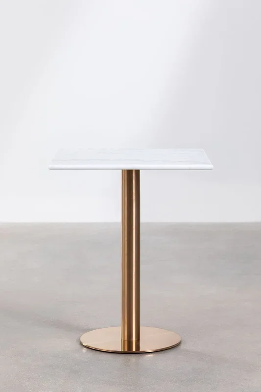 Mesa de Bar Cuadrada en Mármol Cosmopolitan ↔︎ 60 cm Blanco Oro Rosa – SKLUM