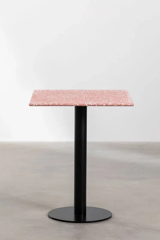Mesa de Bar Cuadrada en Terrazo (60×60 cm) Dolce Rosa Dalia – SKLUM