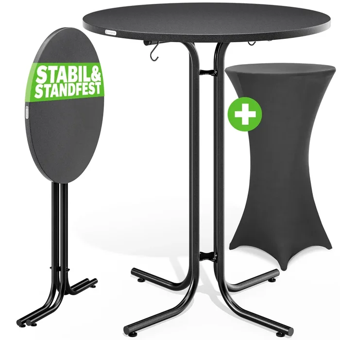 Mesa de bar gris 110x80cm + funda de mesa de bar antracita Ø80cm