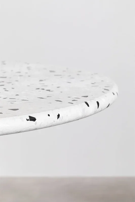 Mesa de Bar Redonda en Terrazo (Ø60cm) Dolce Blanco – SKLUM