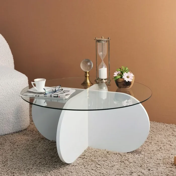 Mesa de centro BUBBLE 35×75 cm blanco/transparente
