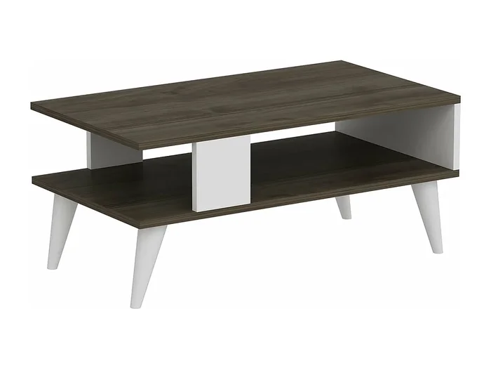 Mesa de centro con espacio de almacenamiento 40 x 90 x 45 cm efecto nogal/blanco 03_0008464