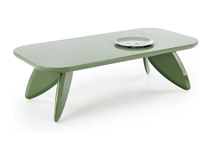 Mesa de centro lacada en verde claro 120 x 60 cm con patas de diseño ANGELINE