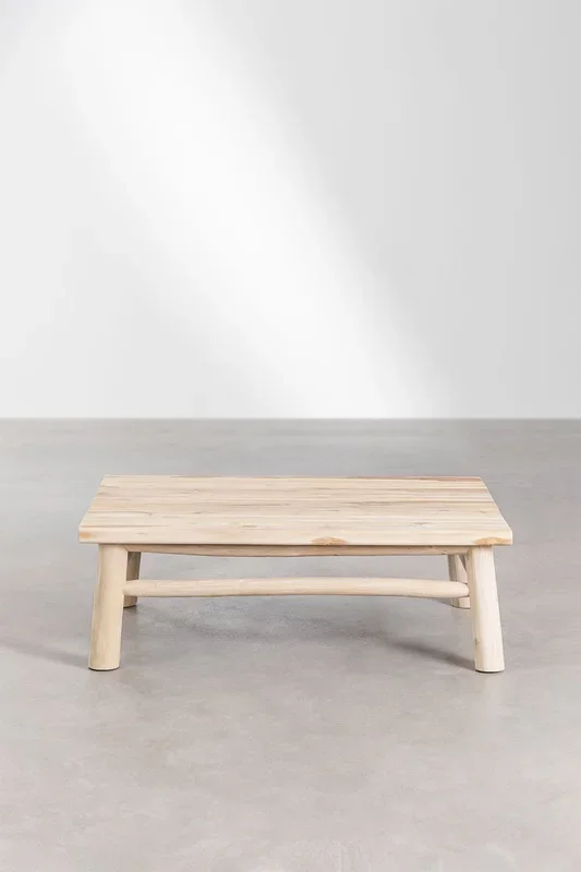 Mesa de Centro para Jardín Rectangular en Madera de Teca (120×80 cm) Narel Marrón Madera Natural – SKLUM