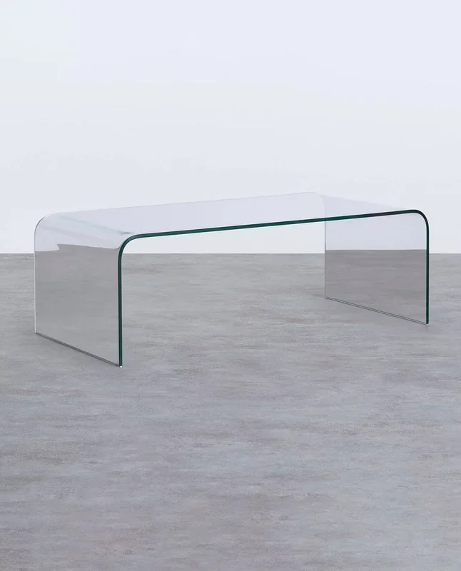 Mesa de Centro Rectangular de Cristal Templado (120×60 cm) Curve Templado – The Masie