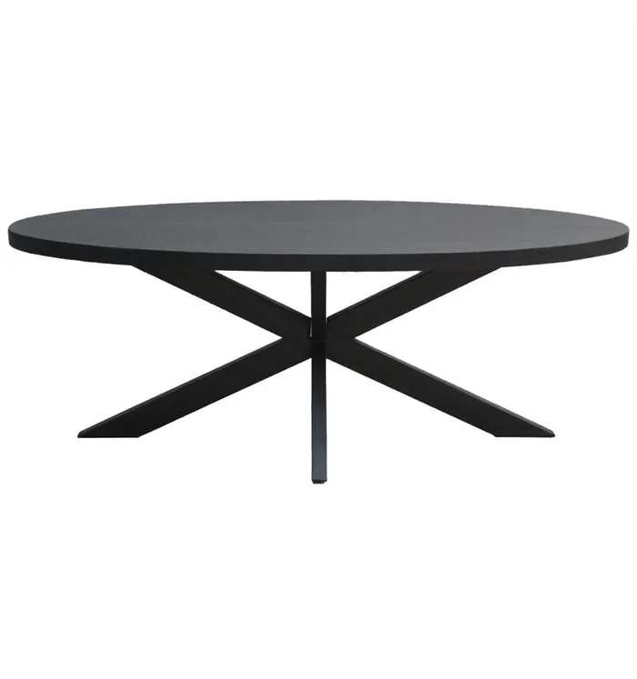 Mesa de comedor ovalada 6/8 personas L180, Spider y mango macizo negro