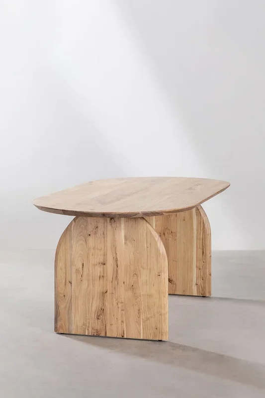 Mesa de Comedor Ovalada en Madera de Acacia (200×100 cm) Bedum Madera Natural – SKLUM