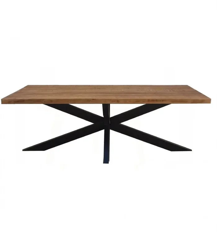 Mesa de comedor para 6/8 personas L160, madera maciza de mango y araña