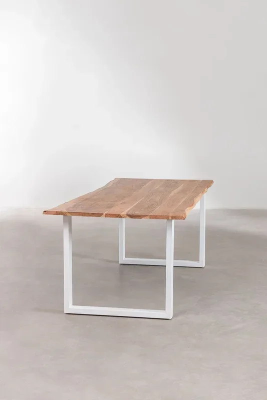 Mesa de Comedor Rectangular en Madera Reciclada Sami 210 x 100 cm Blanco – SKLUM