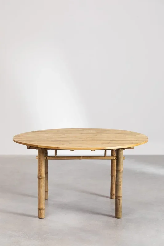 Mesa de Comedor Redonda en Bambú (Ø140 cm) Senia Bambú – SKLUM