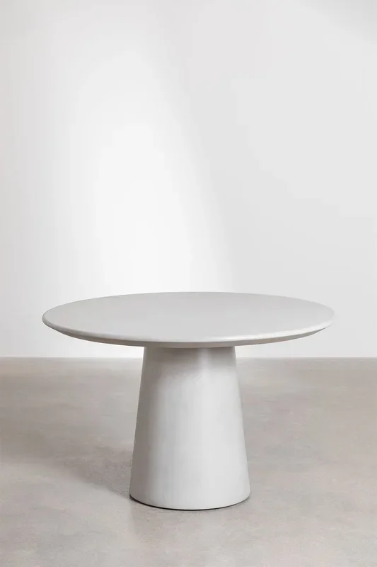 Mesa de comedor redonda en cemento (Ø120 cm) Zillad Gris Arena – SKLUM