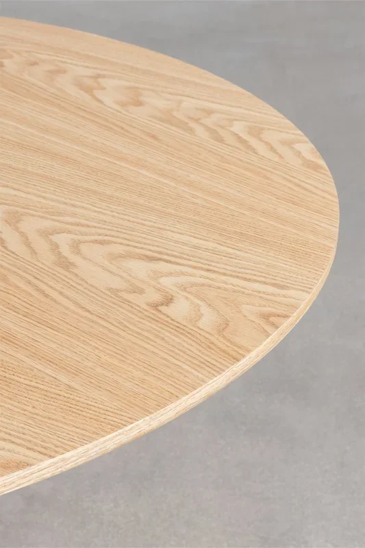 Mesa de Comedor Redonda en MDF y Metal Yvetta Ø120 cm Marrón Roble BLANCO – SKLUM