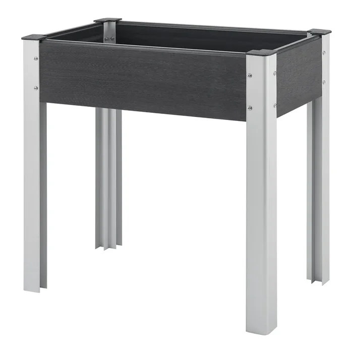Mesa de cultivo Beverwijk aluminio WPC 75 x 40 x 75 cm gris oscuro [en.casa]