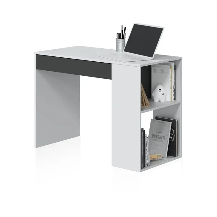 Mesa de escritorio Adam Blanco Artik (Blanco Mate) – Gris Antracita 101 x 73 x 50 cm